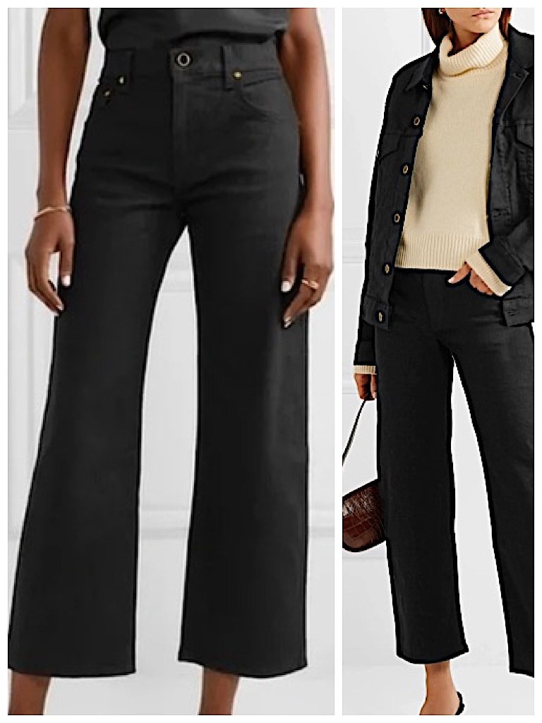 Khaite Wendall Black High-Rise Cropped Wide-Leg Jeans Nwt